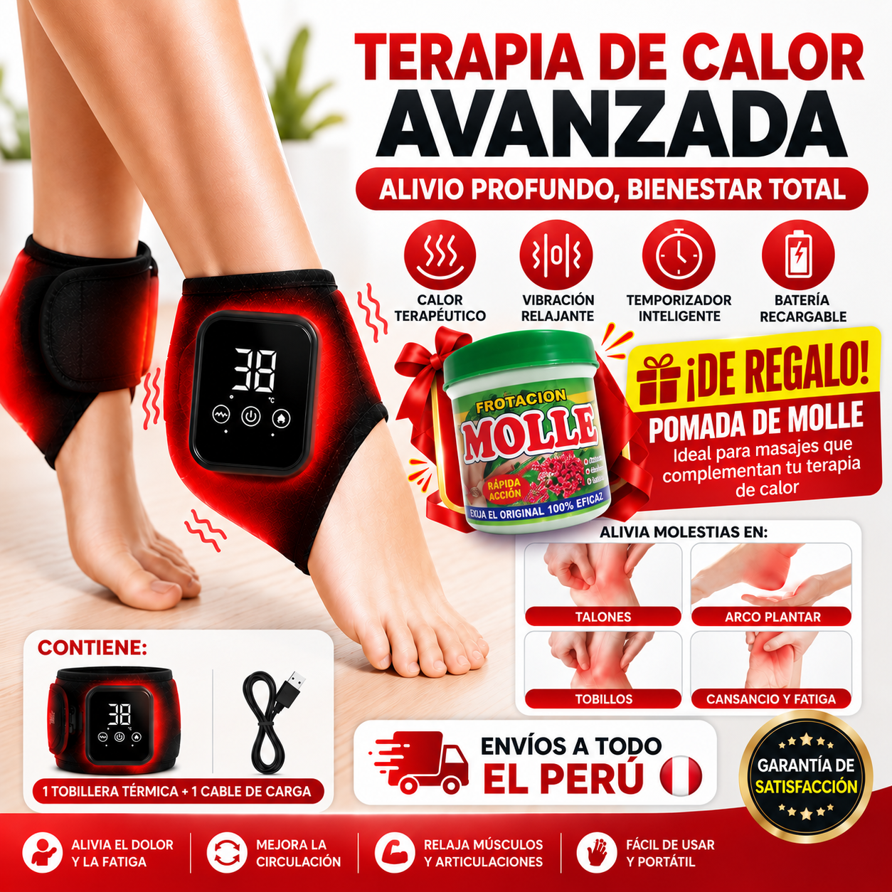 Tobillera Terapéutica 3 en 1 🎁 ¡Llévate una pomada de Molle de Regalo!