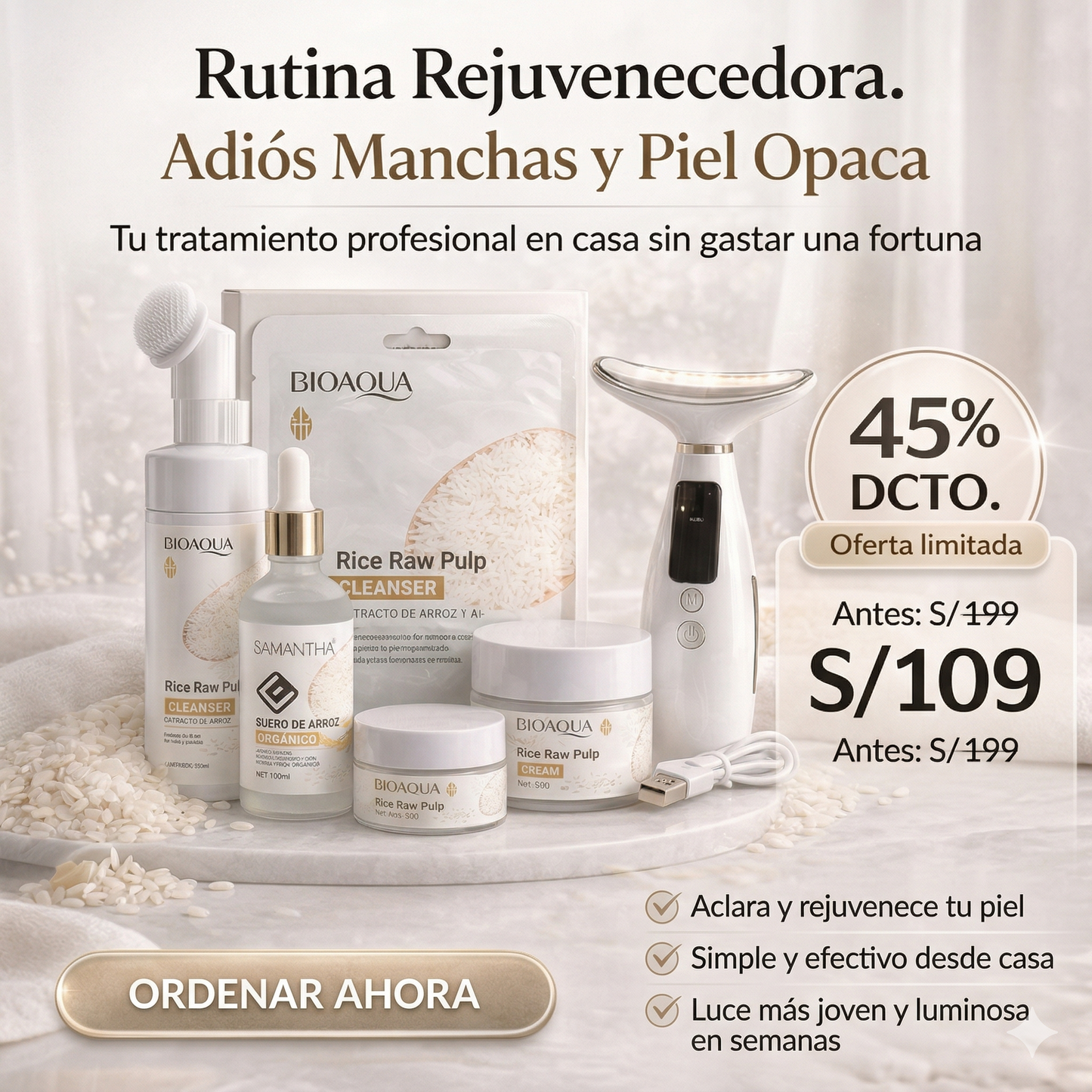Rutina Rejuvenecedora de Arroz: Adiós manchas y piel Opaca.