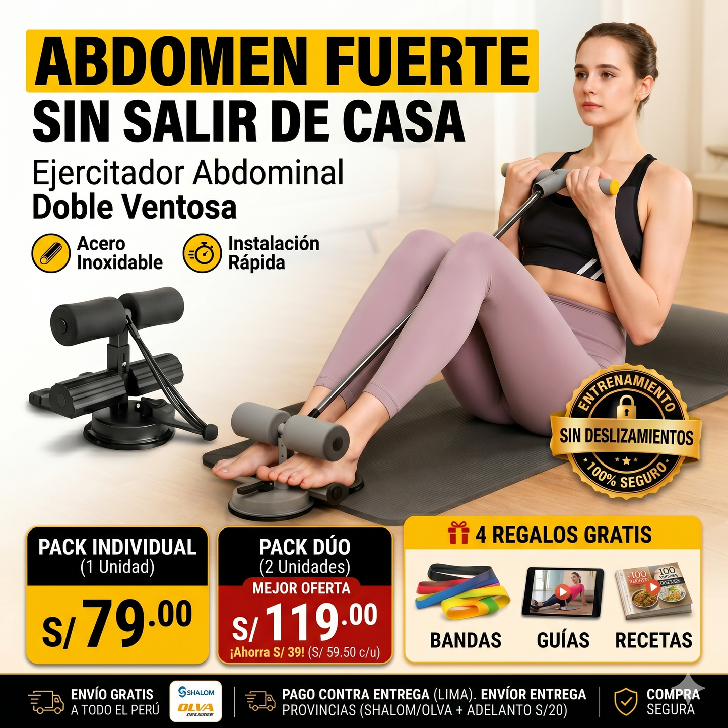 ENTRENADOR ABDOMINAL DE ACERO INOXIDABLE