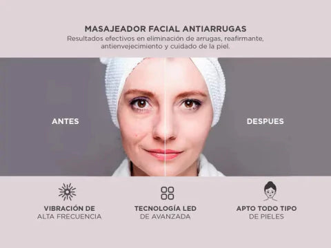 MASAJEADOR FACIAL LED PARA PAPADA, ARRUGAS Y ACNÉ 100% ORIGINAL